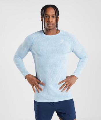 Gymshark Geo Seamless Muške Dugi Rukav Bijele Plave | HR 2625DFM